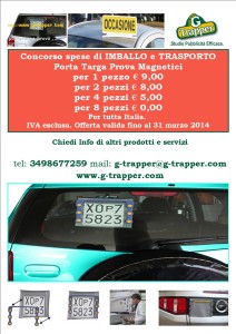 imballo e trasporto portatarga prova magnetici  g-trapper@g-trapper.com G-Trapper promozione trasporto www.g-trapper.com tel 349 86 77 259 G-Trapper Sistema innovativo ed efficace