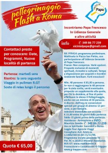 Pellegrinaggio Flash a Roma, con partecipazione all'udienza generale di Papa Francesco. Partenza da varie località vicinialpapa@gmail.com