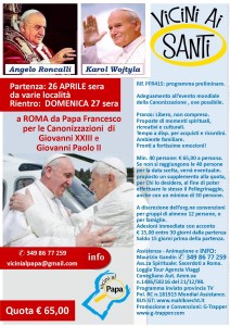 Pellegrinaggio flash a Roma per la Cerimonia di Canonizzazione dei Papi Giovanni XXIII e Giovanni Paolo II 