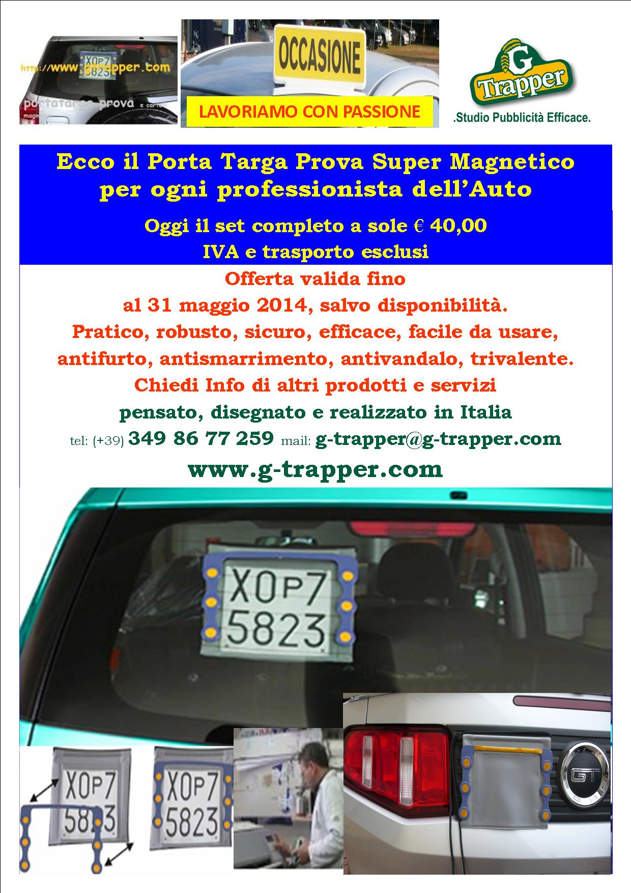 Porta Targa Prova Magnetici e Cartelli Magnetici Professionali – G-Trapper  & Partners
