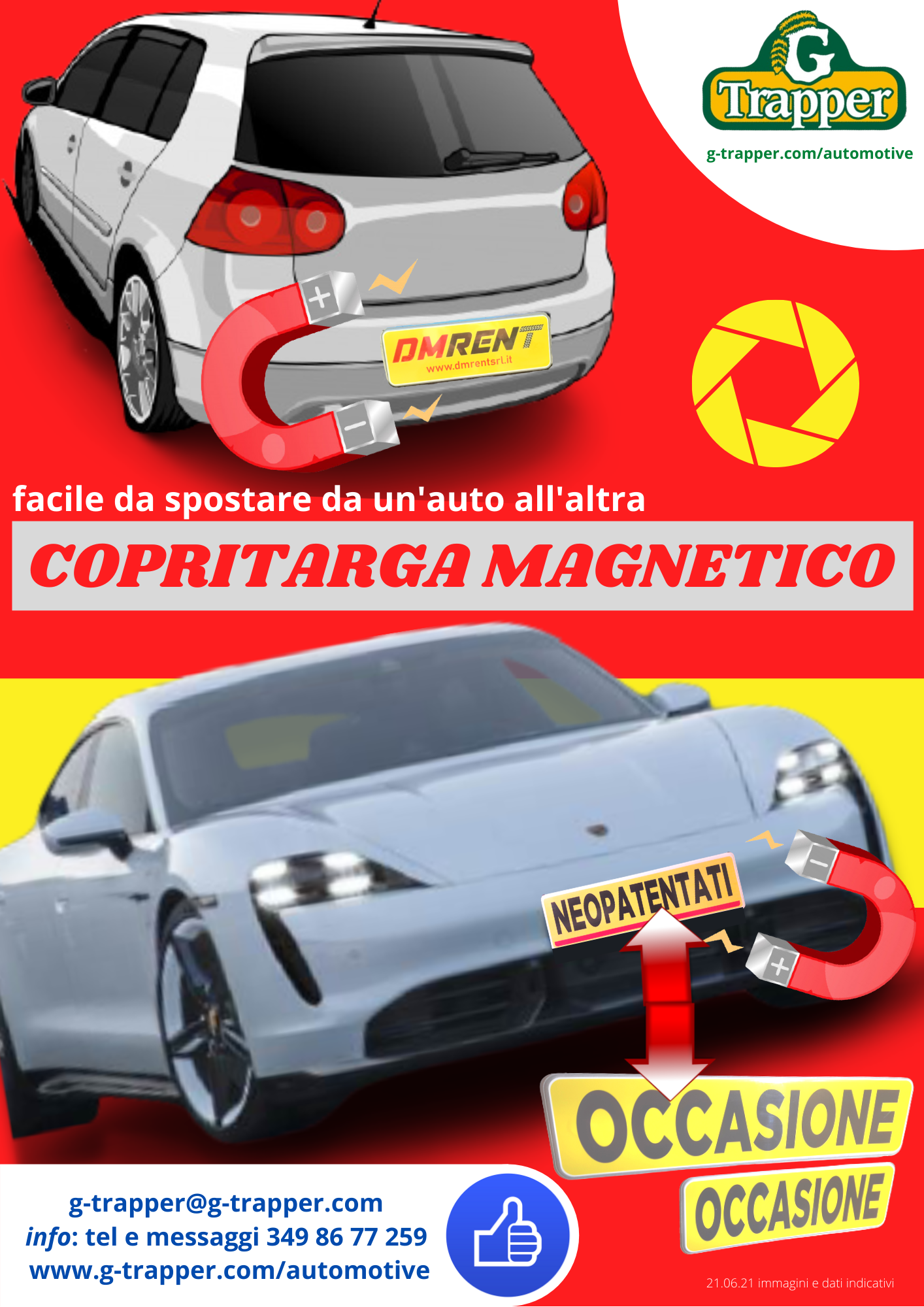 Copritarga magnetico anteriore e posteriore – G-Trapper & Partners